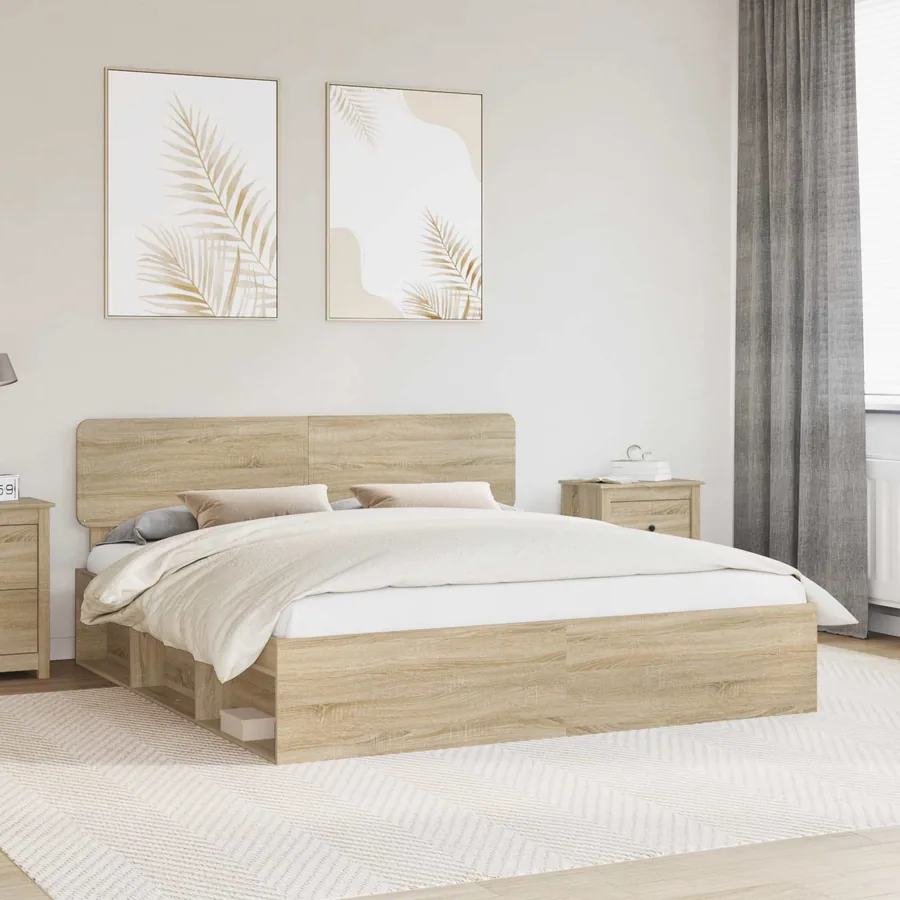 Cadre de lit avec tête de lit Sonoma 180 x 200 cm Pin massif