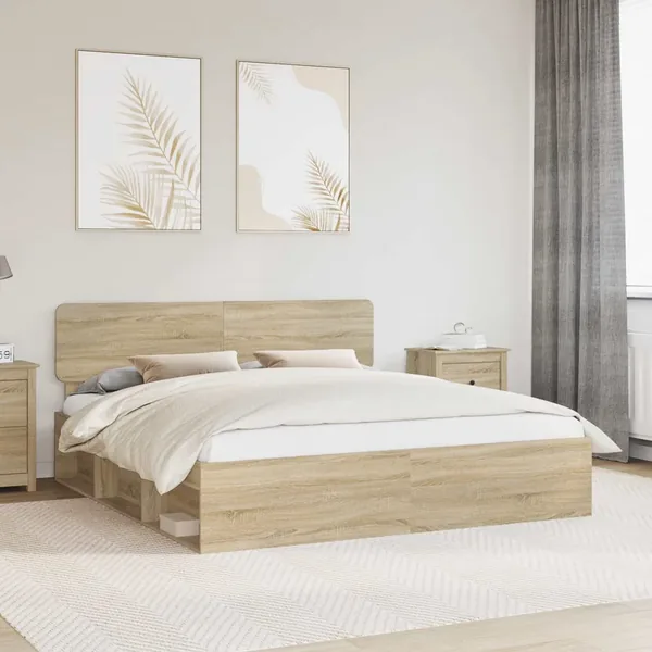 Cadre de lit avec tête de lit Sonoma 180 x 200 cm Pin massif