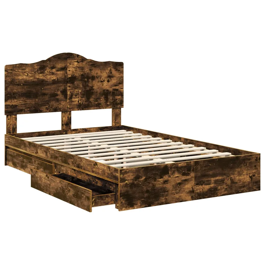 Lit de Rangement Chêne fumé 120 x 200 cm Bois d'ingénierie - 5