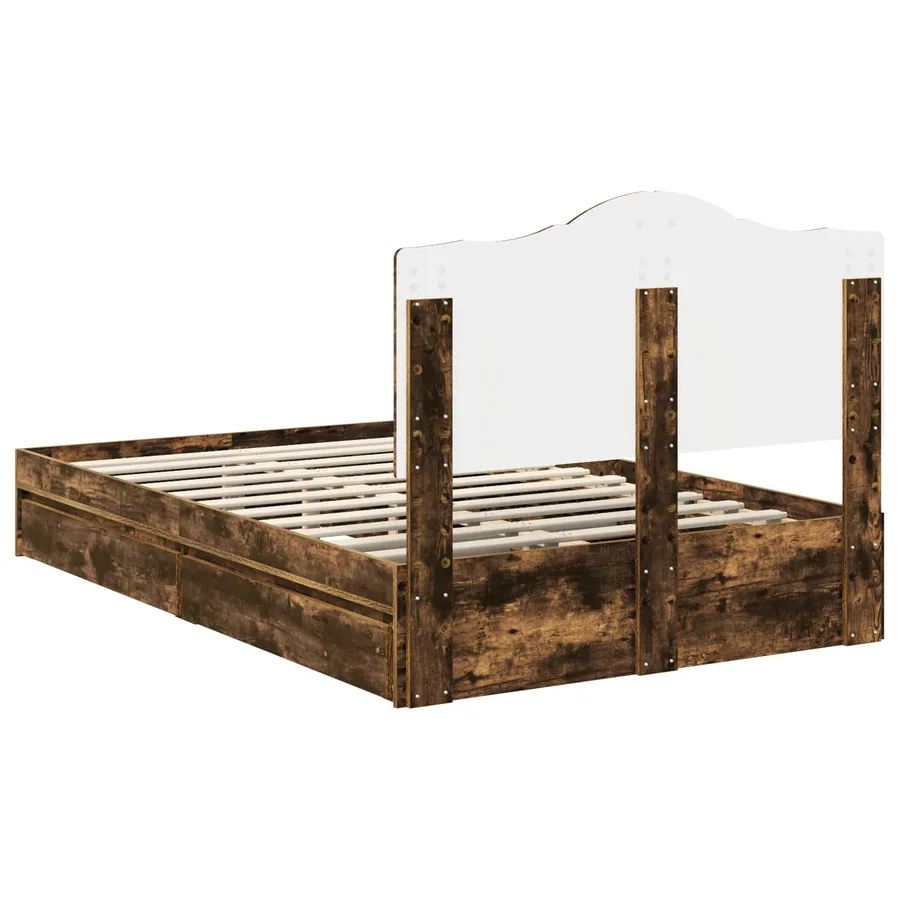 Lit de Rangement Chêne fumé 120 x 200 cm Bois d'ingénierie - 8