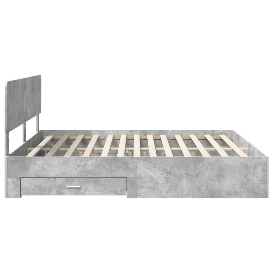 Cadre de lit Gris béton 200 x 200 cm Bois d'ingénierie - 9