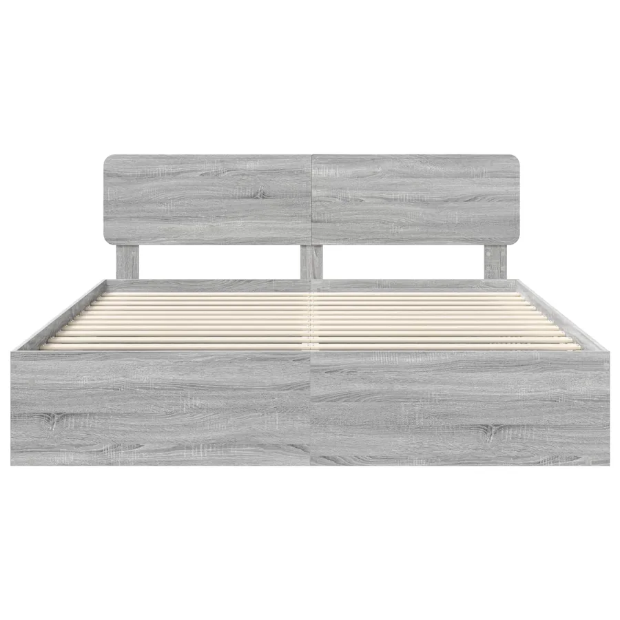 Cadre de lit Gris Sonoma 200 x 200 cm Pin massif - 7