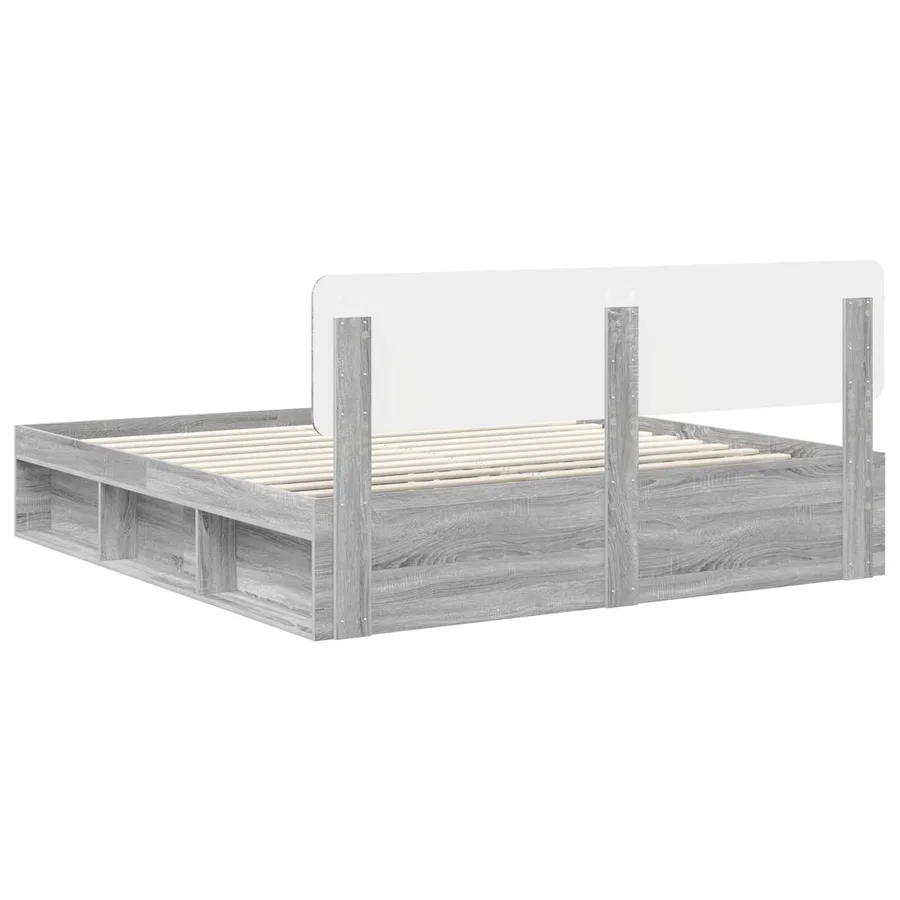 Cadre de lit Gris Sonoma 200 x 200 cm Pin massif - 9