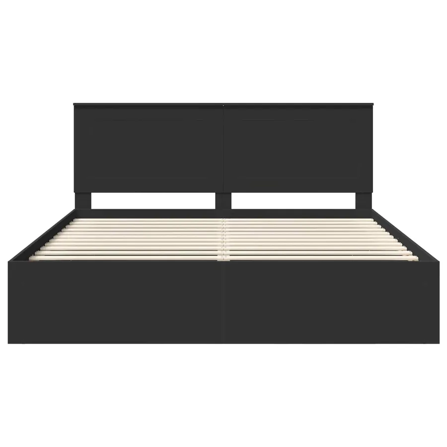 Cadre de lit Noir 200 x 200 cm Bois de pin massif - 7