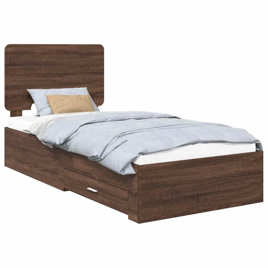 Cadre de lit Chêne brun 75 x 190 cm Bois d'ingénierie - 2