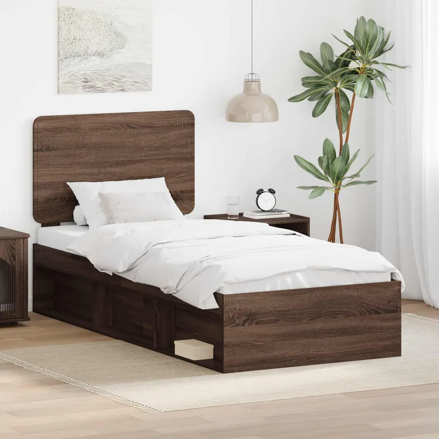 Cadre de lit Chêne brun 75 x 190 cm Bois de pin massif