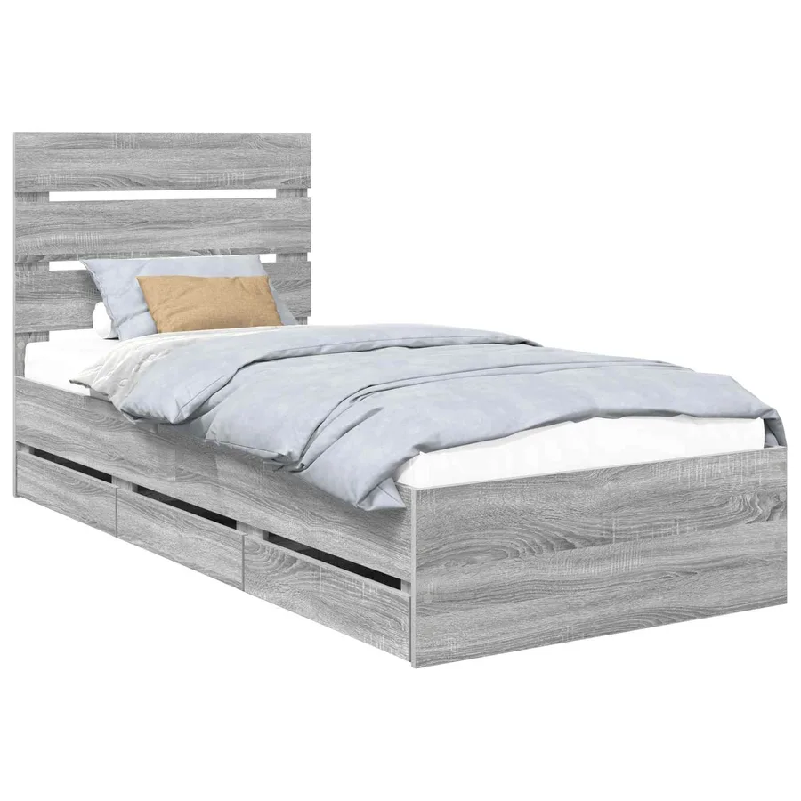 Cadre de lit Gris Sonoma 75 x 190 cm Bois Ingénierie - 2