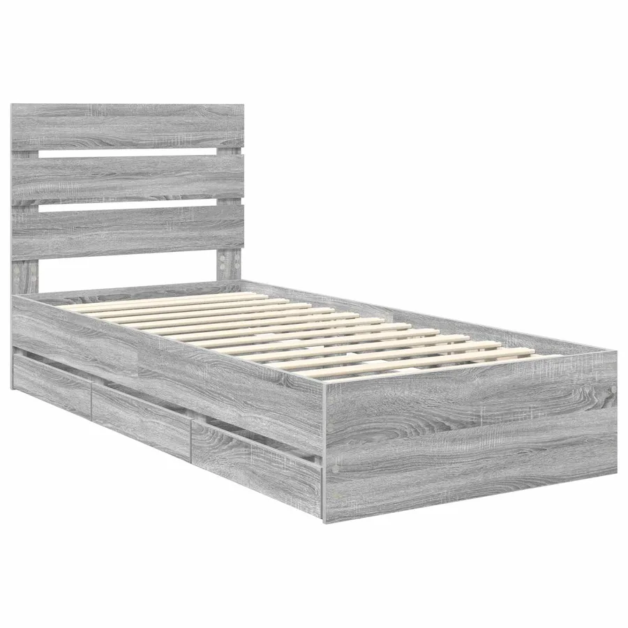 Cadre de lit Gris Sonoma 75 x 190 cm Bois Ingénierie - 4
