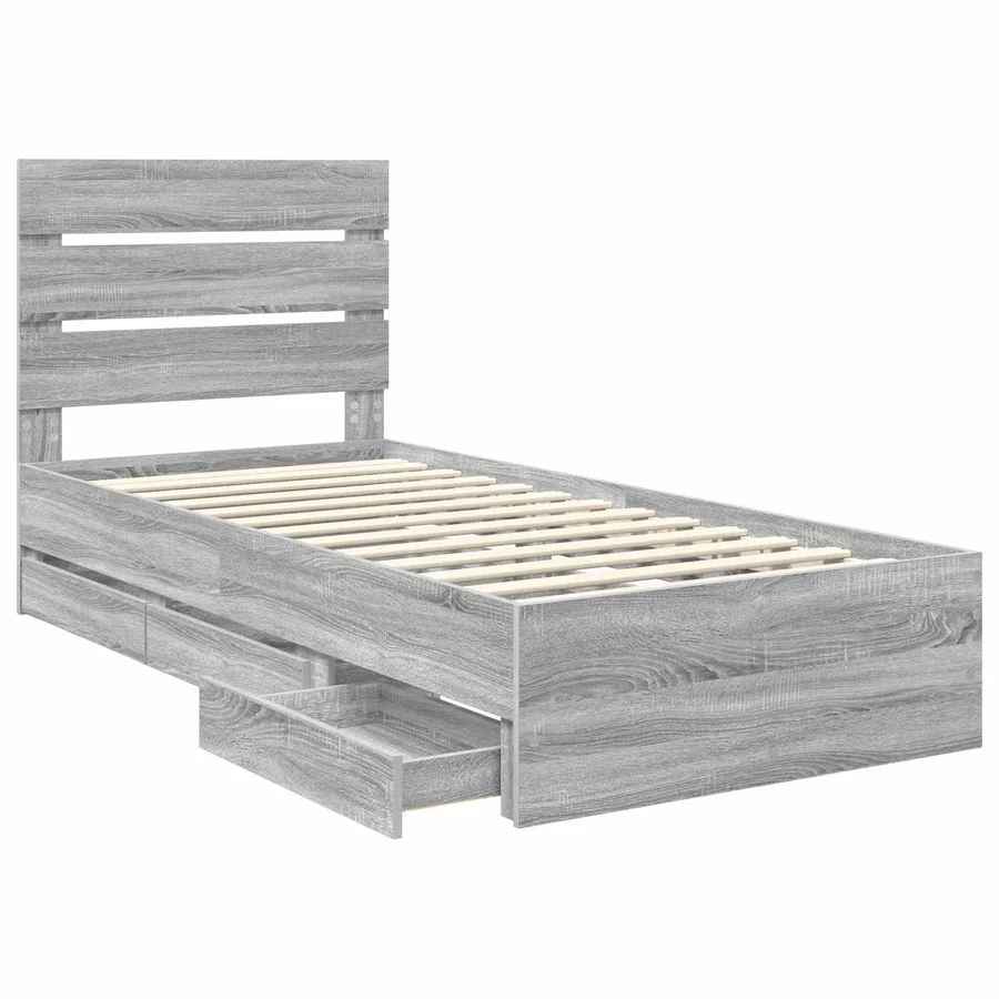 Cadre de lit Gris Sonoma 75 x 190 cm Bois Ingénierie - 5