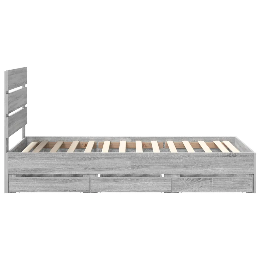 Cadre de lit Gris Sonoma 75 x 190 cm Bois Ingénierie - 9