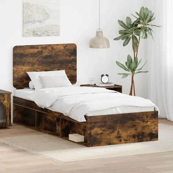 Cadre de lit Chêne fumé 75 x 190 cm Bois de pin massif