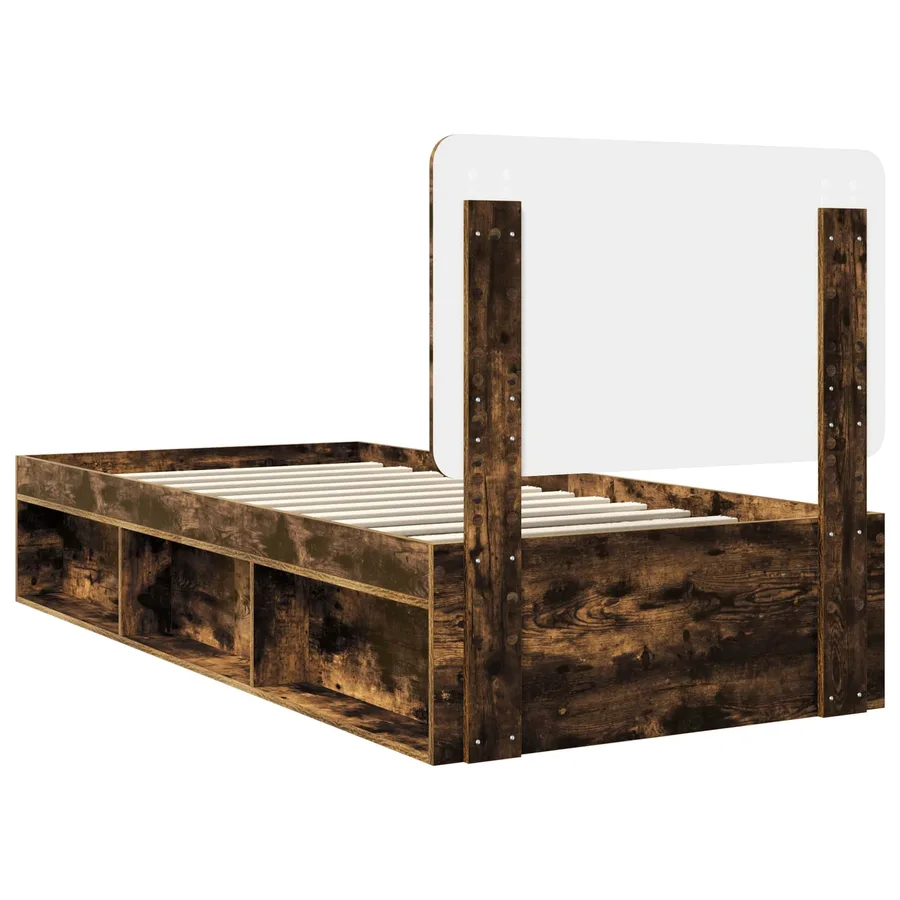 Cadre de lit Chêne fumé 75 x 190 cm Bois de pin massif - 9