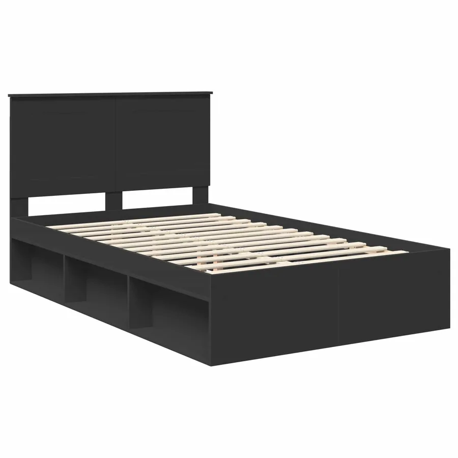 Cadre de lit Noir 120 x 190 cm Bois de pin massif - 4