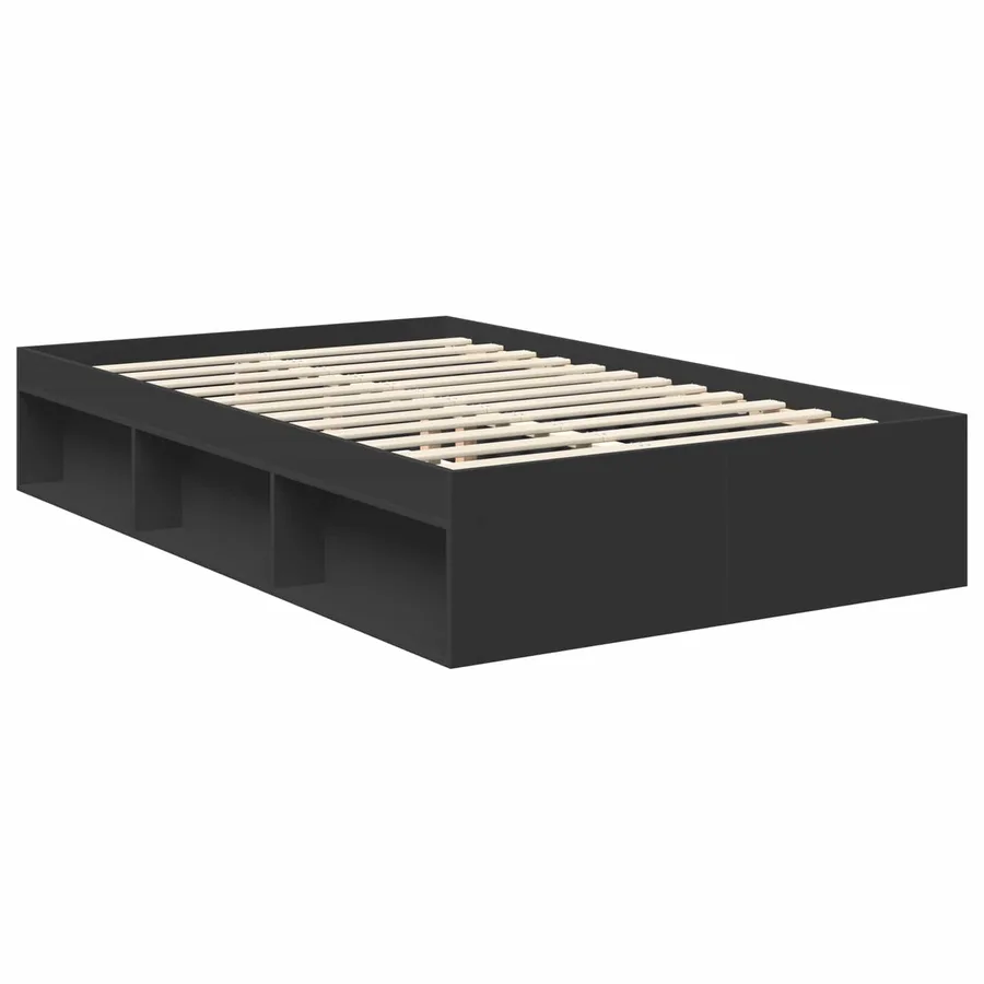 Cadre de lit Noir 120 x 190 cm Bois de pin massif - 5