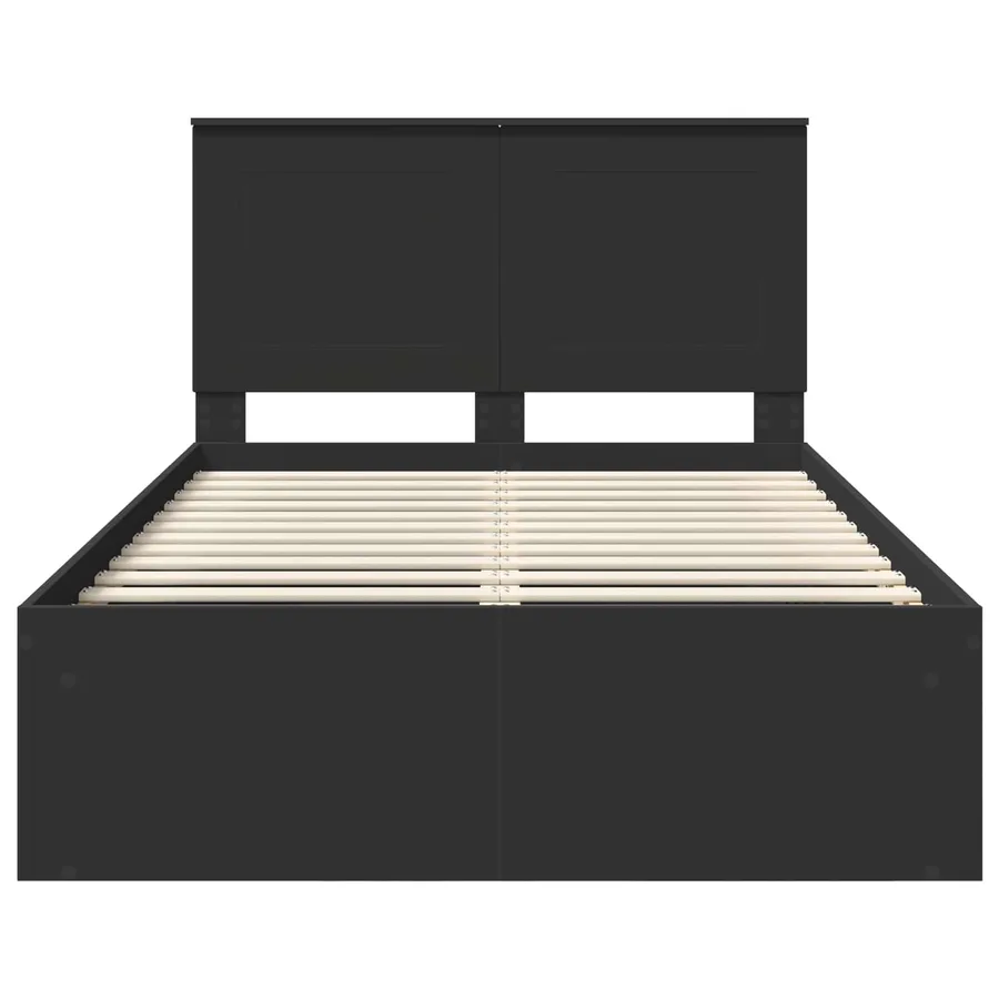 Cadre de lit Noir 120 x 190 cm Bois de pin massif - 7