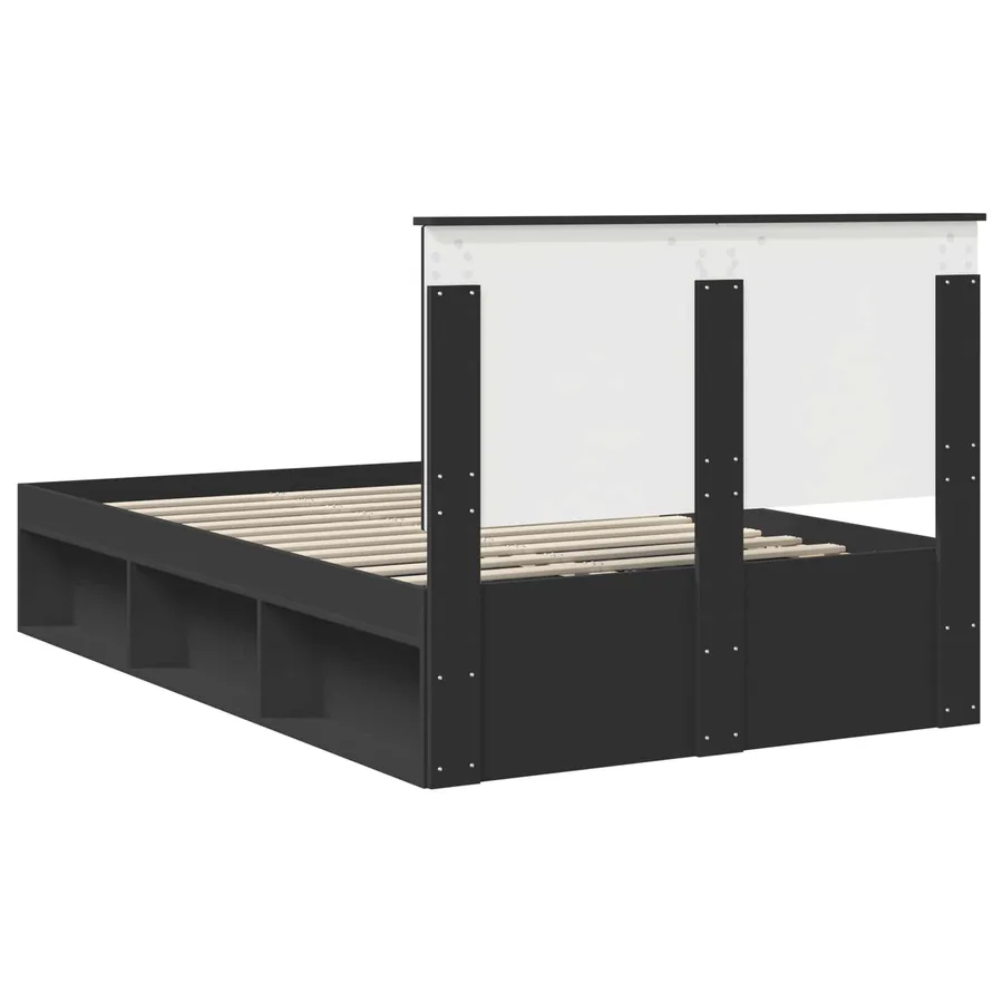 Cadre de lit Noir 120 x 190 cm Bois de pin massif - 9