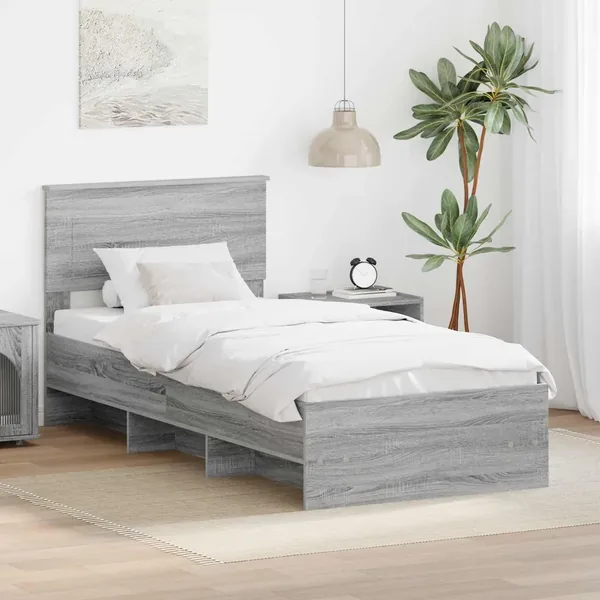 Cadre de lit Gris Sonoma 120 x 123 cm Bois d'ingénierie