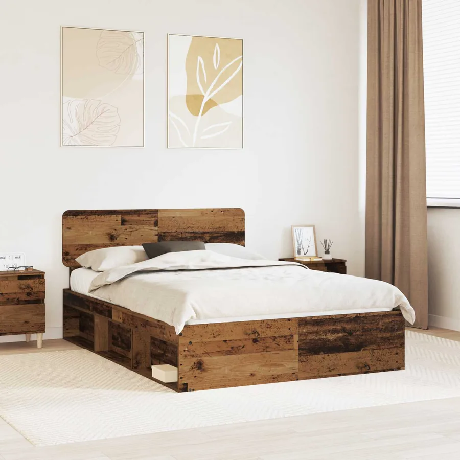 Cadre de lit Bois ancien 150 x 200 cm Pin massif