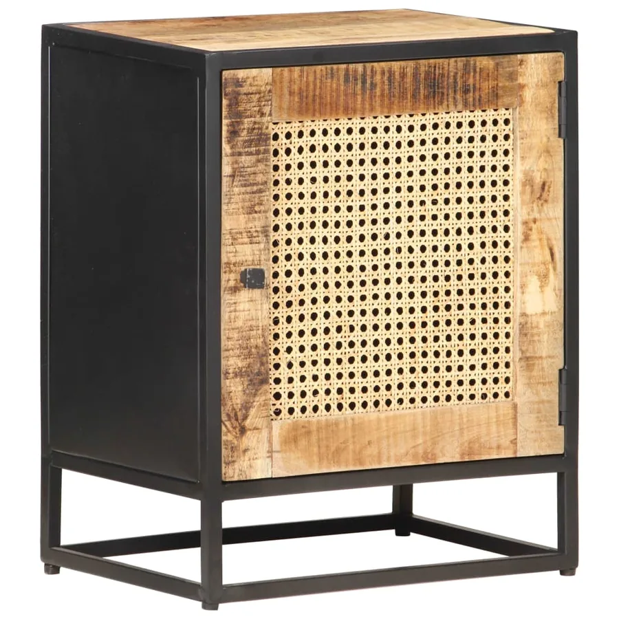 Table de chevet 40x30x50 cm Bois de manguier et canne naturelle - 10