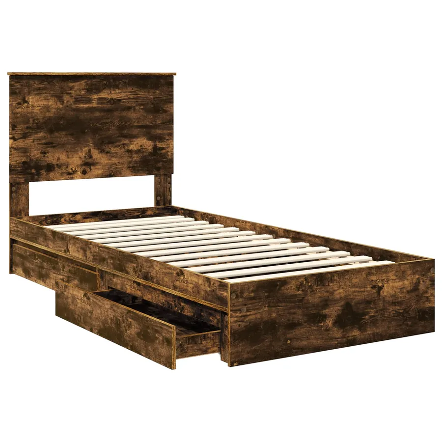 Lit de Rangement Chêne fumé 90 x 190 cm Bois d'ingénierie - 5