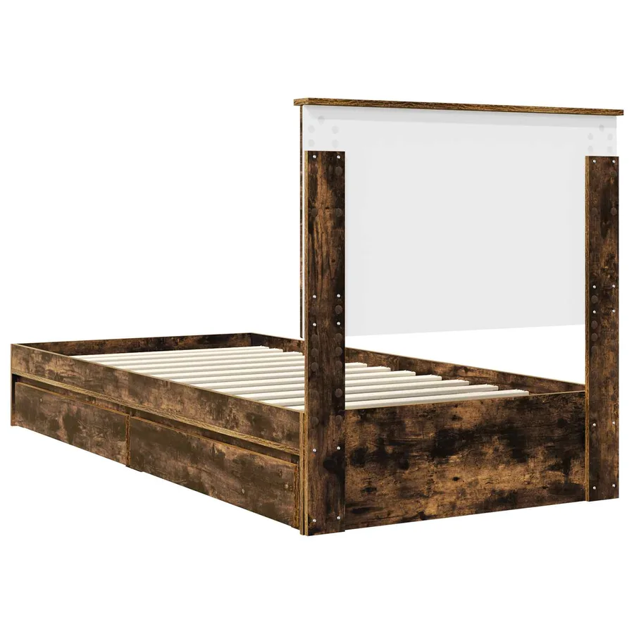 Lit de Rangement Chêne fumé 90 x 190 cm Bois d'ingénierie - 8