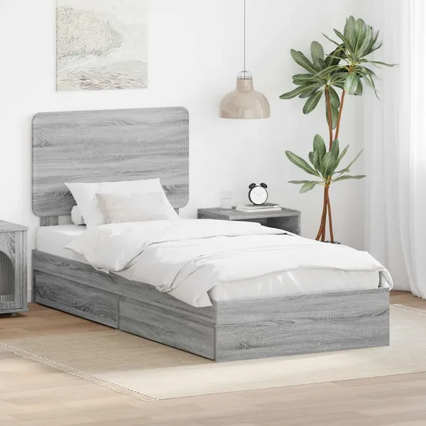 Lit de Rangement Gris Sonoma 75 x 190 cm Bois d'ingénierie