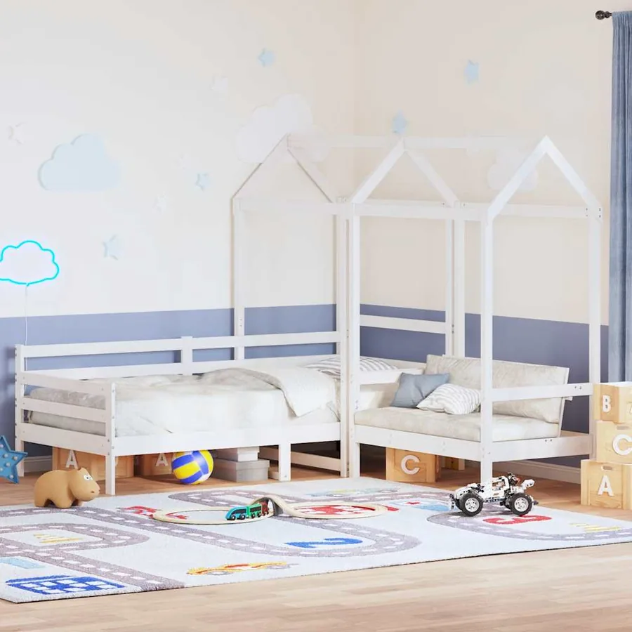 Ensemble de lit de jour et de banc et toit sans matelas blanc