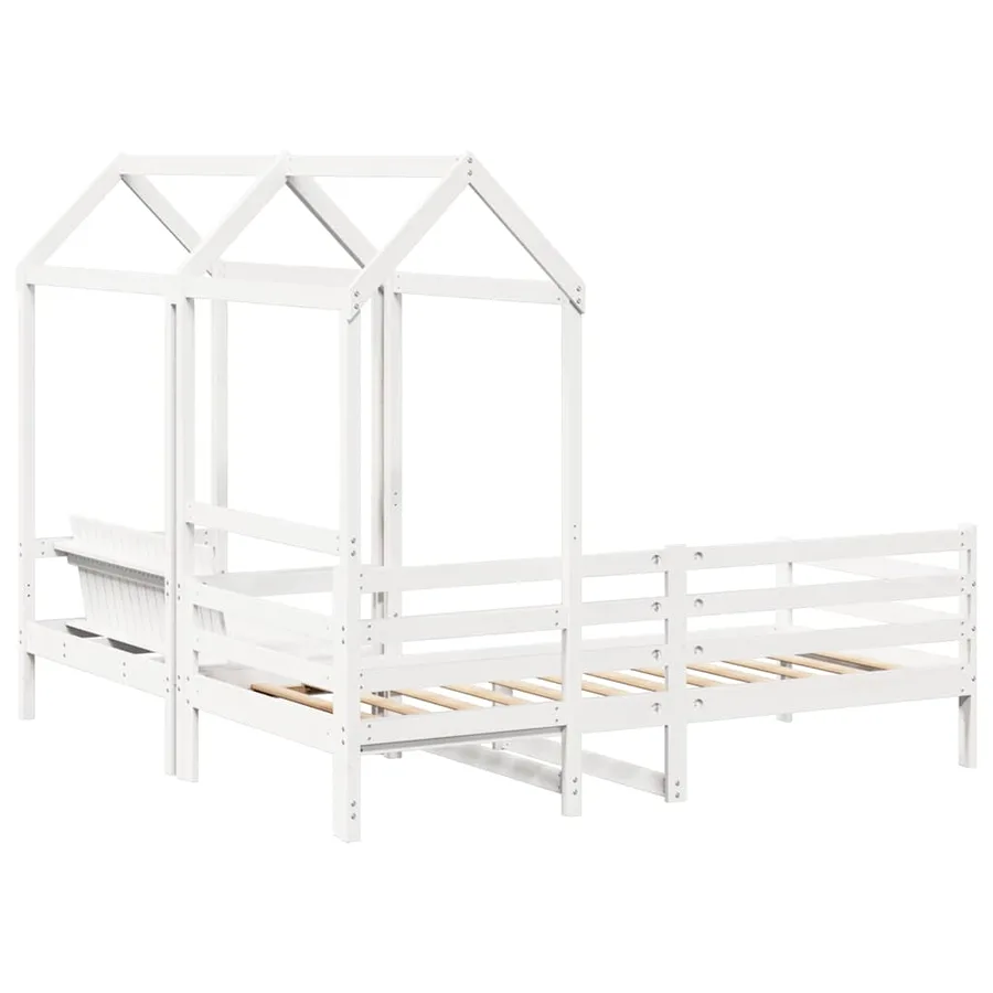 Ensemble de lit de jour et de banc et toit sans matelas blanc - 9