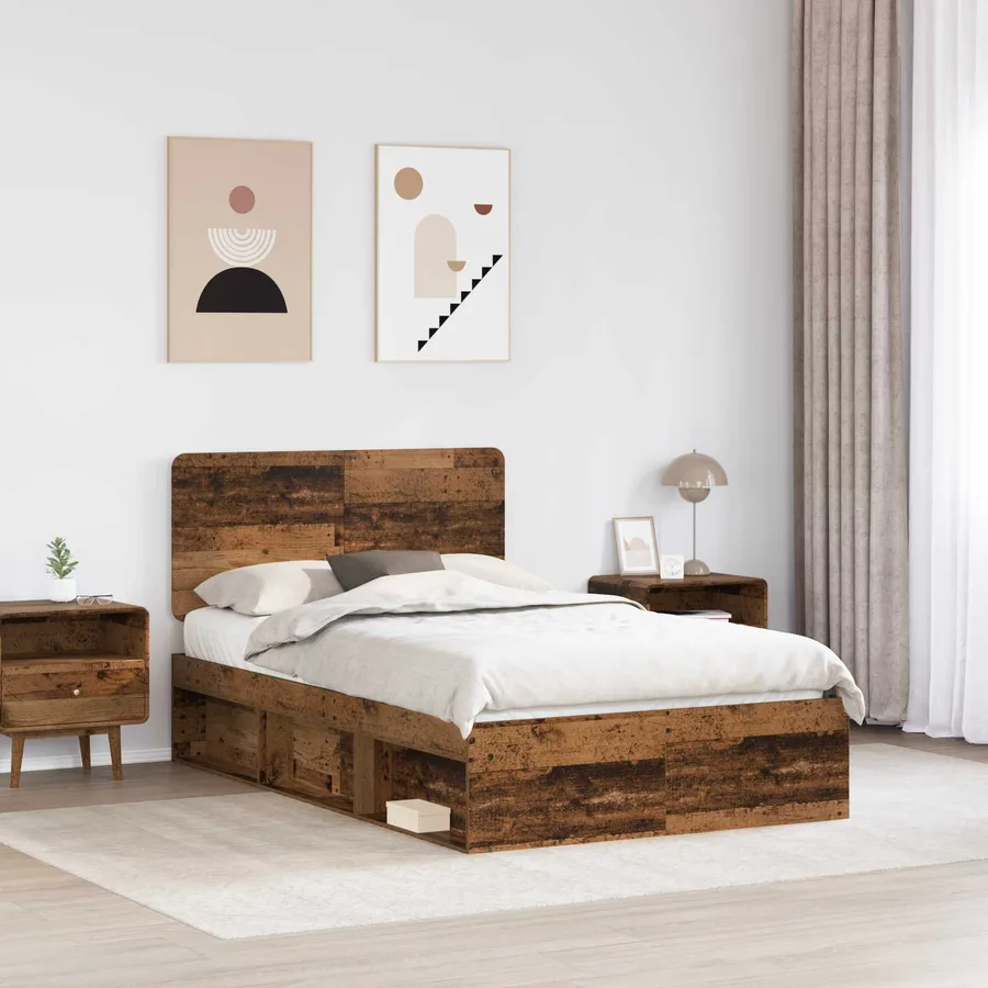 Cadre de lit Bois ancien 120 x 190 cm Bois de pin massif - 3