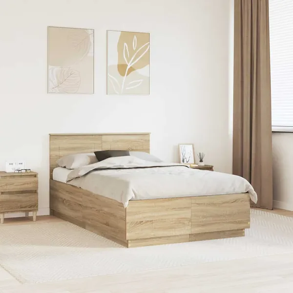 Cadre de lit Chêne Sonoma 135 x 190 cm Bois d'ingénierie