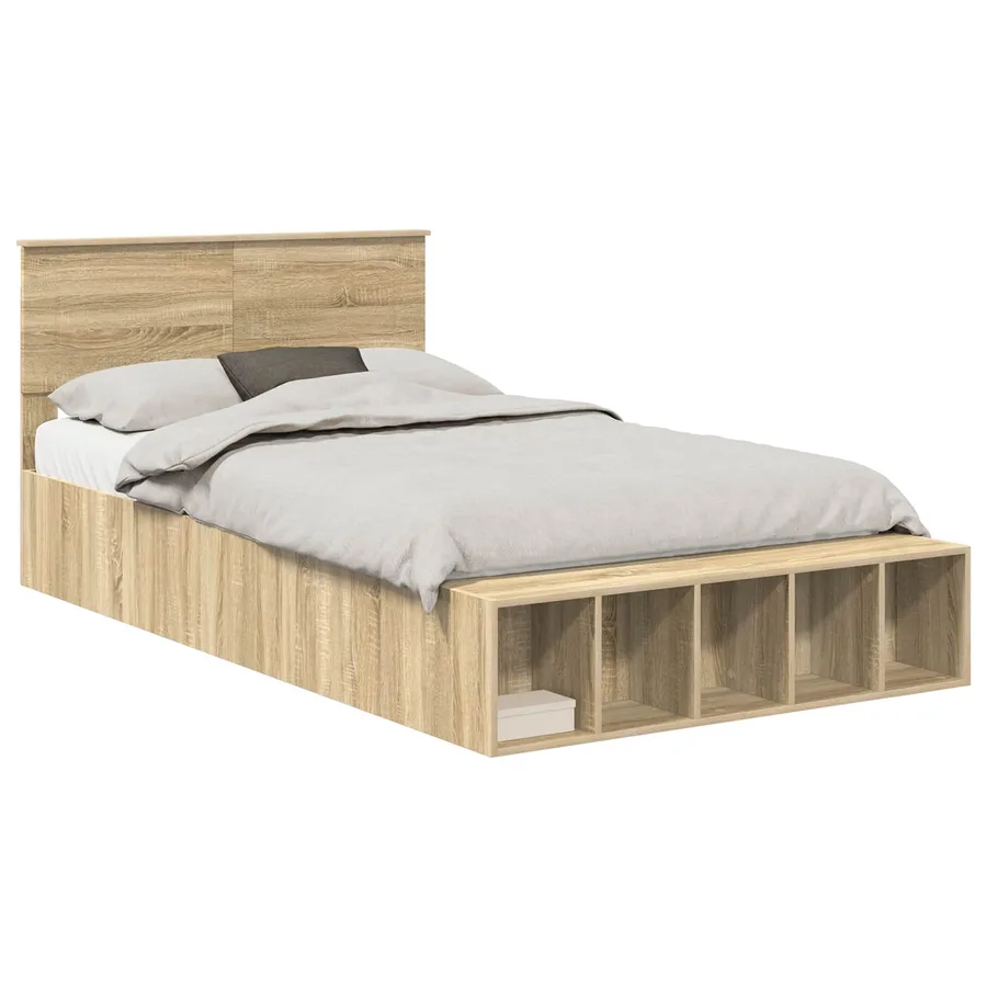Cadre de lit Chêne Sonoma 135 x 190 cm Bois d'ingénierie - 2
