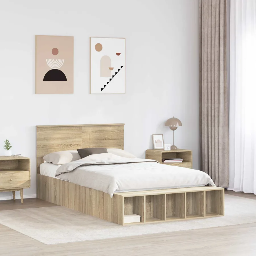 Cadre de lit Chêne Sonoma 135 x 190 cm Bois d'ingénierie - 3