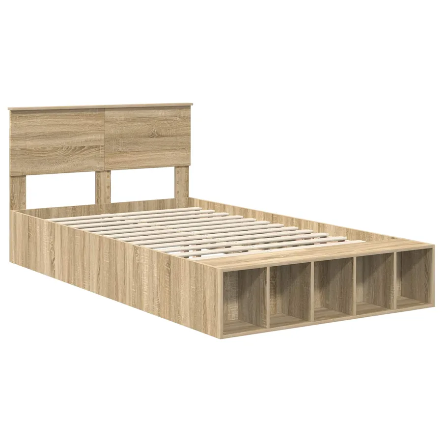 Cadre de lit Chêne Sonoma 135 x 190 cm Bois d'ingénierie - 4