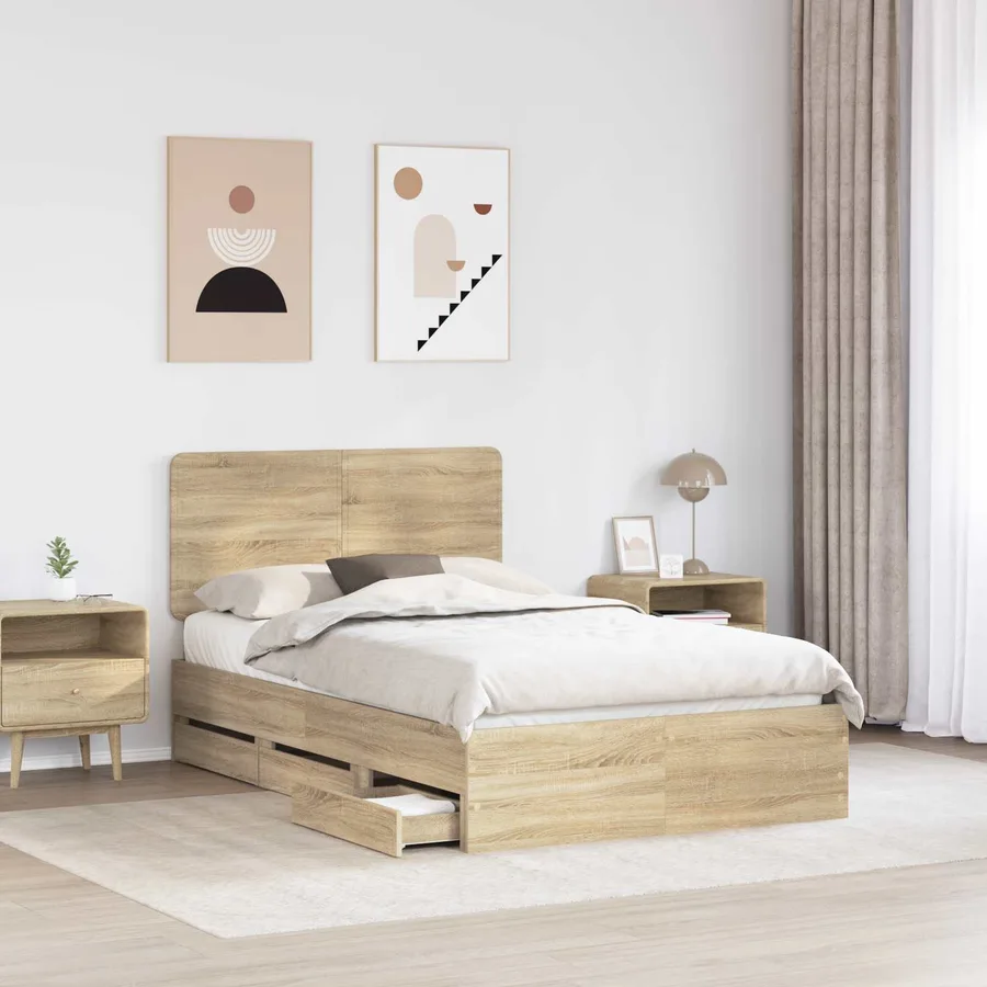 Cadre de lit Chêne Sonoma 120 x 200 cm Bois Ingénierie - 3