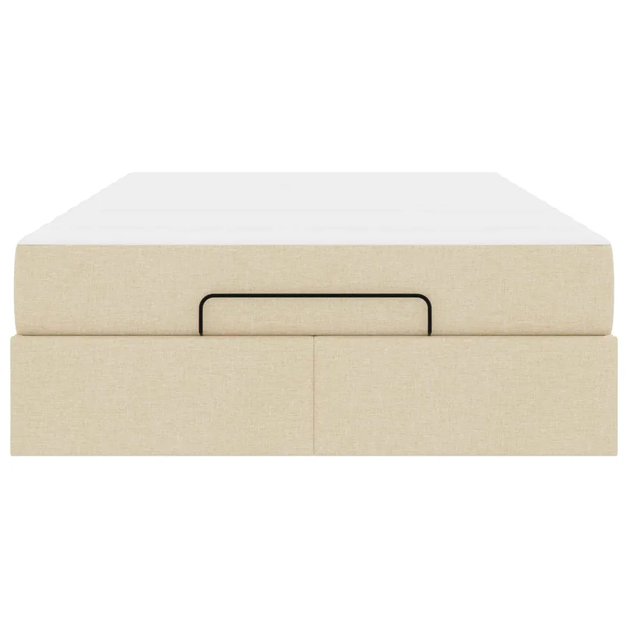 Cadre de lit avec matelas 2 pcs Crème tissu - 6
