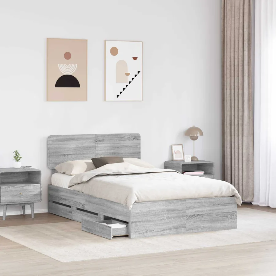Cadre de lit Gris Sonoma 120 x 190 cm Bois d’ingénierie - 3