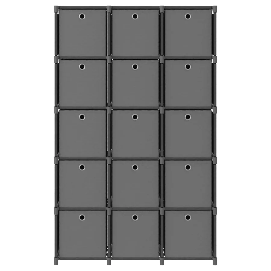 Étagère à 15 cubes avec boîtes Gris 103x30x175,5 cm Tissu - 2