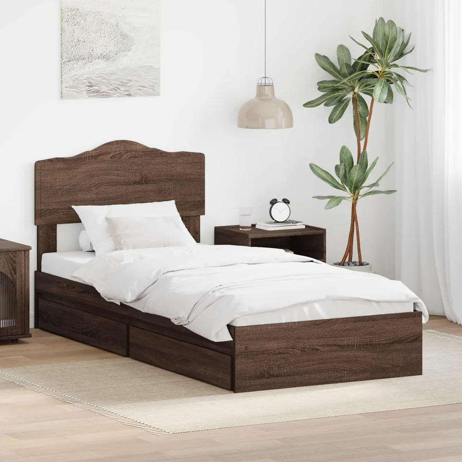 Lit de Rangement Chêne brun 100 x 200 cm Bois d'ingénierie
