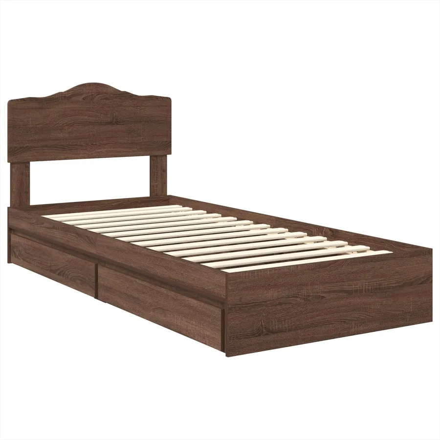 Lit de Rangement Chêne brun 100 x 200 cm Bois d'ingénierie - 4
