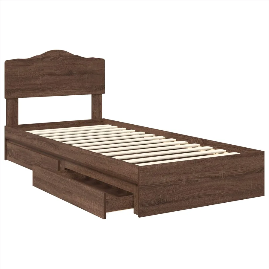 Lit de Rangement Chêne brun 100 x 200 cm Bois d'ingénierie - 5
