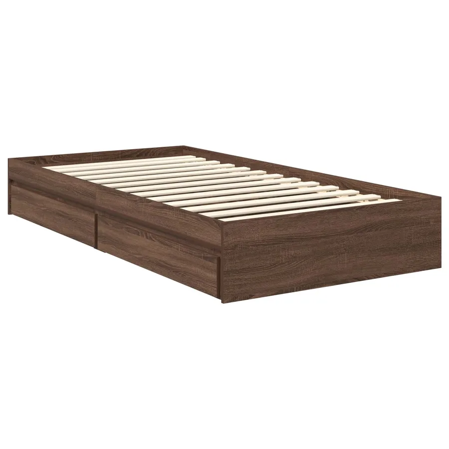 Lit de Rangement Chêne brun 100 x 200 cm Bois d'ingénierie - 6