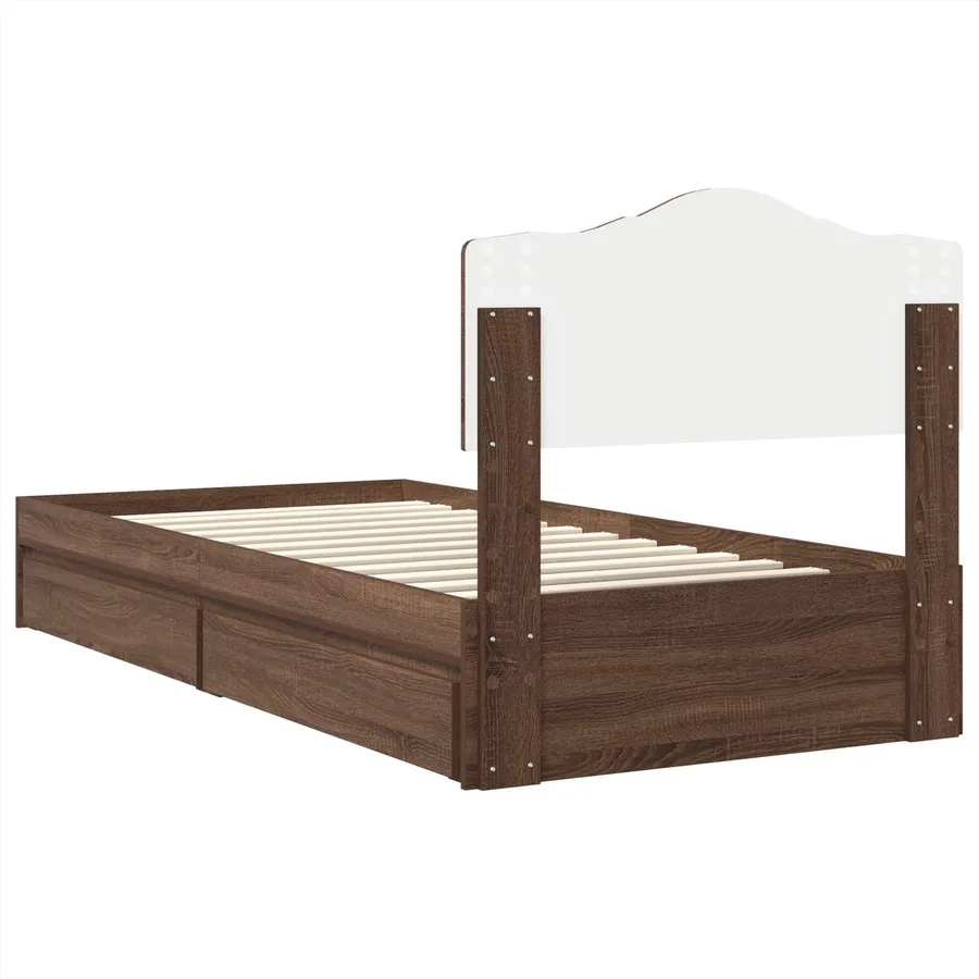 Lit de Rangement Chêne brun 100 x 200 cm Bois d'ingénierie - 8