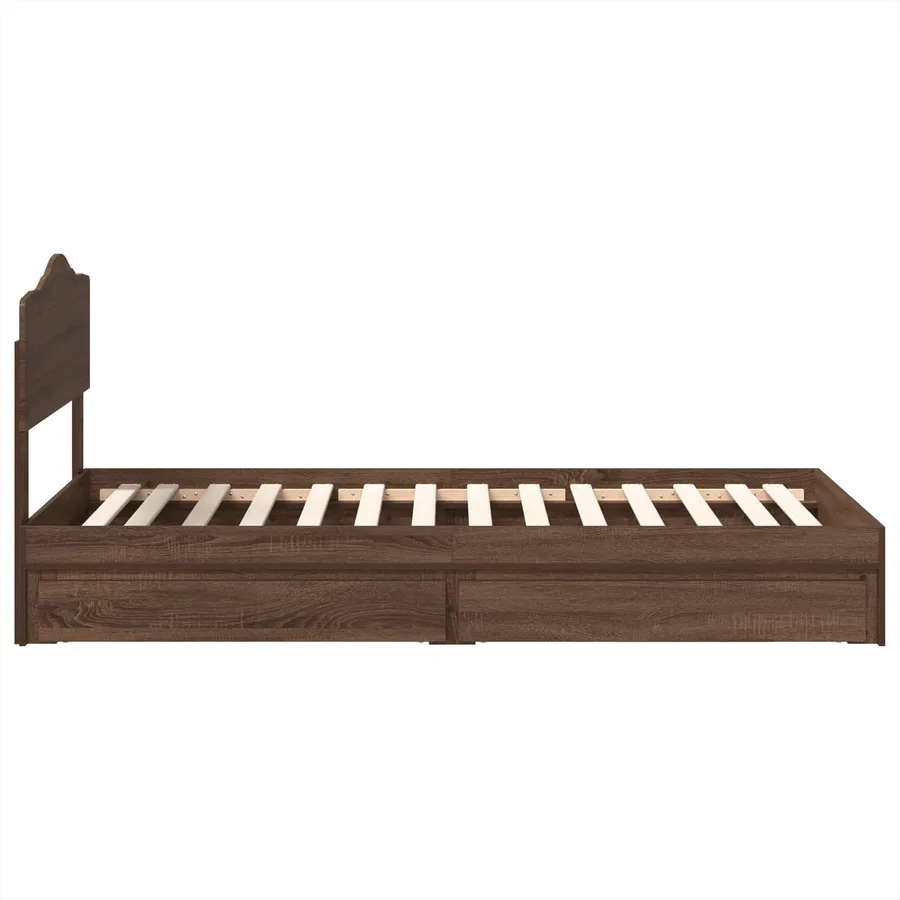 Lit de Rangement Chêne brun 100 x 200 cm Bois d'ingénierie - 9