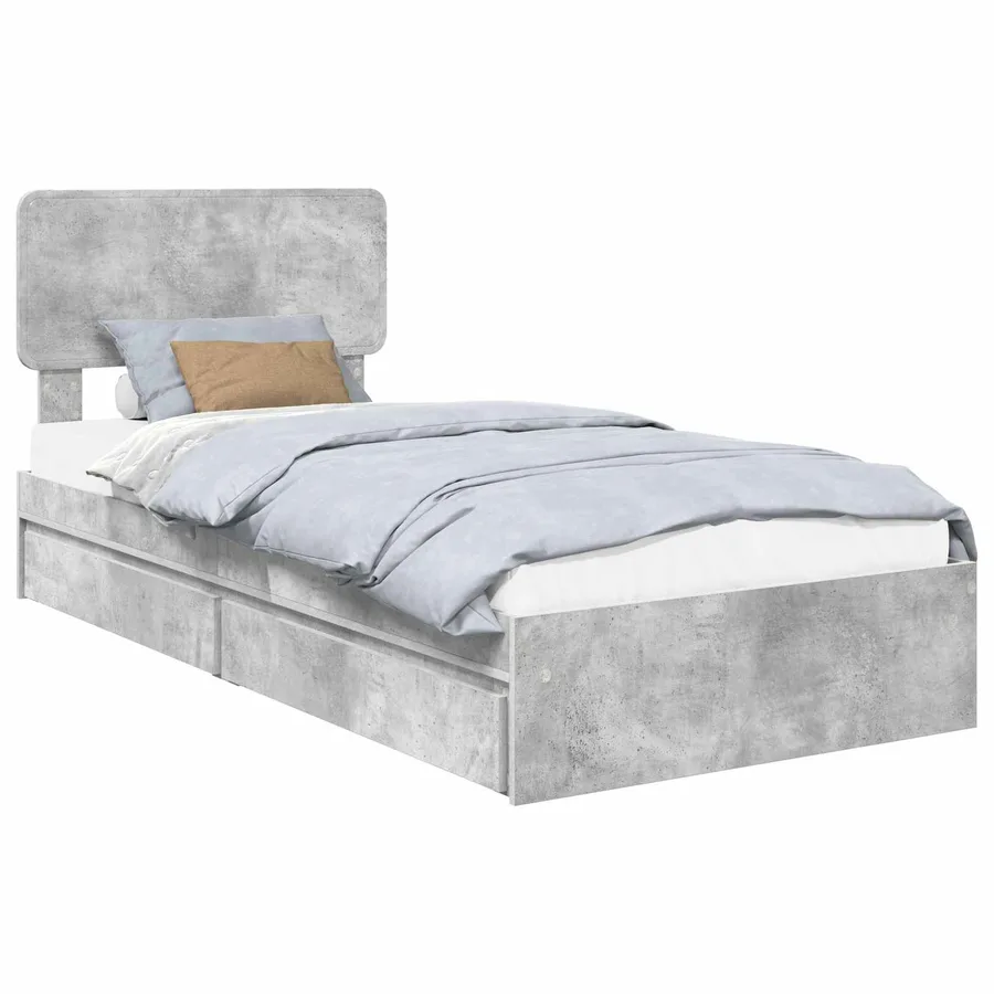 Lit de Rangement Gris béton 90 x 190 cm Bois d'ingénierie - 2
