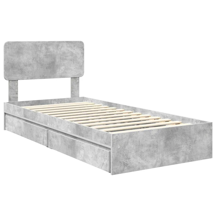 Lit de Rangement Gris béton 90 x 190 cm Bois d'ingénierie - 4