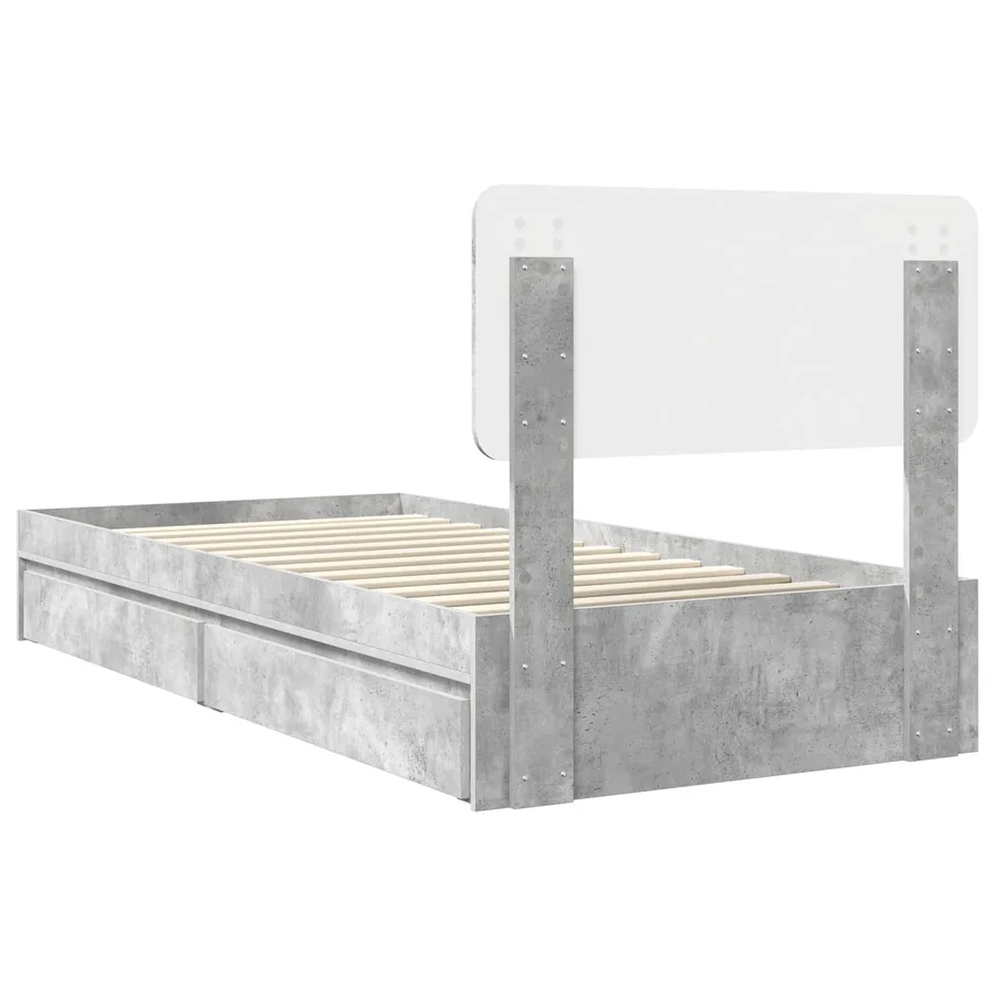Lit de Rangement Gris béton 90 x 190 cm Bois d'ingénierie - 8