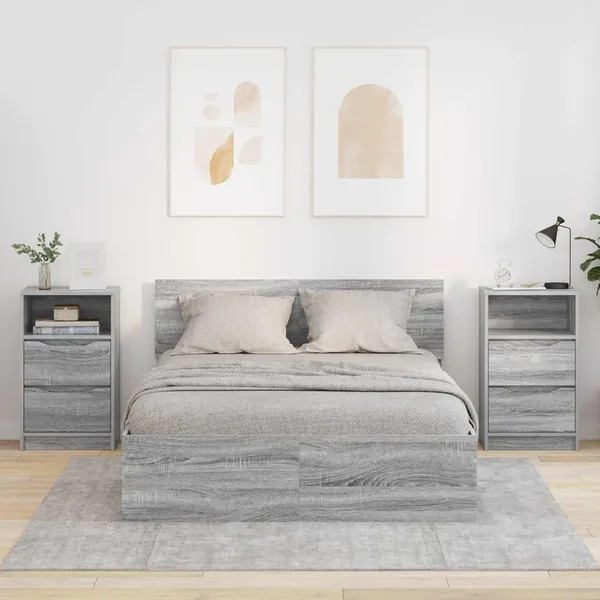 Tables de chevet avec tiroir 2 pcs Gris Sonoma 40 x 30 x 467 cm