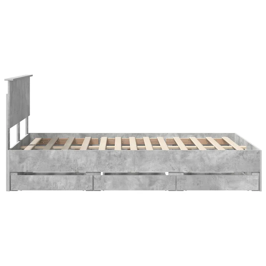 Cadre de lit Gris béton 135 x 190 cm Bois Ingénierie - 9