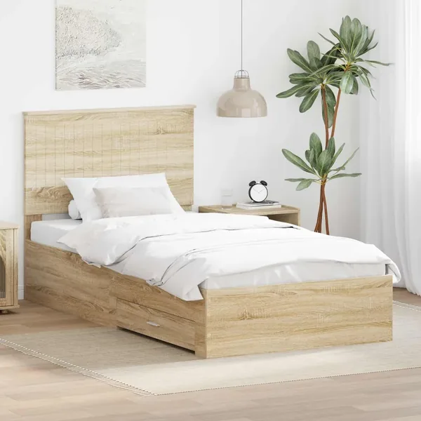 Cadre de lit Chêne Sonoma 100 x 200 cm Bois d'ingénierie