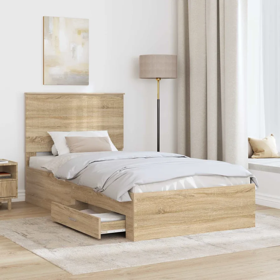 Cadre de lit Chêne Sonoma 100 x 200 cm Bois d'ingénierie - 3